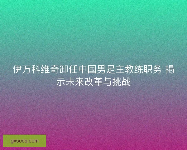 伊万科维奇卸任中国男足主教练职务 揭示未来改革与挑战