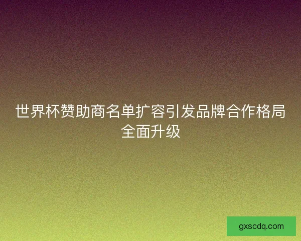 世界杯赞助商名单扩容引发品牌合作格局全面升级 世界杯赞助商名单扩容引发品牌合作格局全面升级