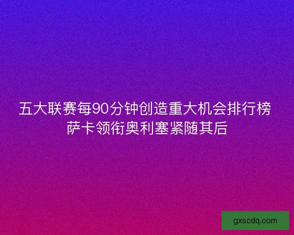 五大联赛每90分钟创造重大机会排行榜 萨卡领衔奥利塞紧随其后