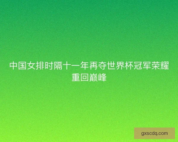 中国女排时隔十一年再夺世界杯冠军荣耀重回巅峰